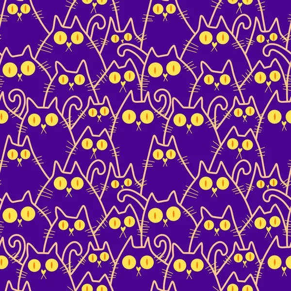 Cadılar Bayramı hayvanları kağıt, kumaş, çarşaf ve çocuk kıyafetleri ve parti aksesuarları için kusursuz kedi desenleri. Yüksek kaliteli illüstrasyon