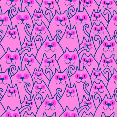 Cadılar Bayramı hayvanları kağıt, kumaş, çarşaf ve çocuk kıyafetleri ve parti aksesuarları için kusursuz kedi desenleri. Yüksek kaliteli illüstrasyon