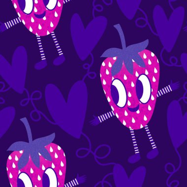 Summer fruits seamless strawberries pattern for wrapping paper and fabrics and linens and kids clothes print and spring party accessories. High quality illustration