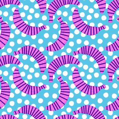 Moda tekstil ürünleri, ambalaj kağıtları, kumaşlar, çarşaflar, çocuk giysileri ve parti aksesuarları için yaz meyvesiz muz deseni. Yüksek kaliteli illüstrasyon