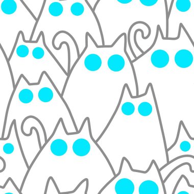 Cadılar Bayramı hayvanları kağıt, kumaş, çarşaf ve çocuk kıyafetleri ve parti aksesuarları için kusursuz kedi desenleri. Yüksek kaliteli illüstrasyon