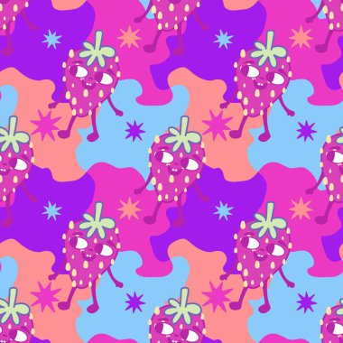 Summer fruits seamless strawberries pattern for wrapping paper and fabrics and linens and kids clothes print and spring party accessories. High quality illustration