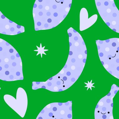 Moda tekstil ürünleri, ambalaj kağıtları, kumaşlar, çarşaflar, çocuk giysileri ve parti aksesuarları için yaz meyvesiz muz deseni. Yüksek kaliteli illüstrasyon