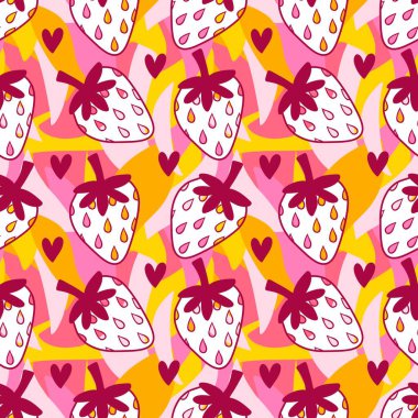 Summer fruits seamless strawberries pattern for wrapping paper and fabrics and linens and kids clothes print and spring party accessories. High quality illustration