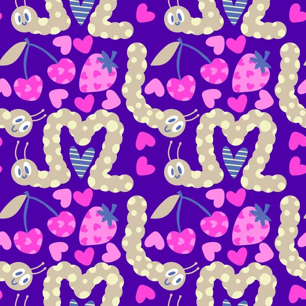 Kumaşlar, tekstil, ambalaj, hediyeler, kartlar, çarşaflar ve ambalaj kağıtları için kusursuz tırtıl deseni. Yüksek kaliteli illüstrasyon