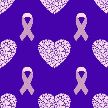 Göğüs kanseri ayı, ambalaj kağıdı, tıbbi aksesuar ve ilaç tekstili için kusursuz pembe kurdele günü deseni. Yüksek kaliteli illüstrasyon