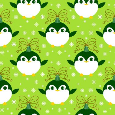 Noel hayvanları kağıt, kumaş, çarşaf, çocuk giysisi baskısı, yeni yıl ambalajı ve Noel kış ambalajı için kusursuz penguen desenleri. Yüksek kaliteli illüstrasyon