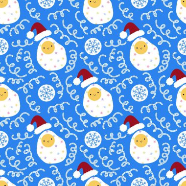 Noel tatlı yiyecekleri çırpılmamış yumurta desenleri kağıt, kumaş, çarşaf, çocuk kıyafetleri ve yaz tekstil ürünleri için. Yüksek kaliteli illüstrasyon