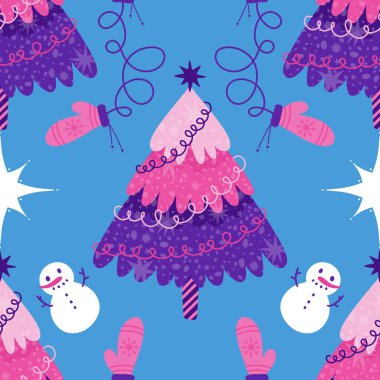 Noel ağacı kağıtları, kumaşlar, çarşaflar, yeni yıl ambalajları, çocuk giysileri baskısı ve Noel partisi aksesuarları için kusursuz kış oyuncakları deseni. Yüksek kalite fotoğraf