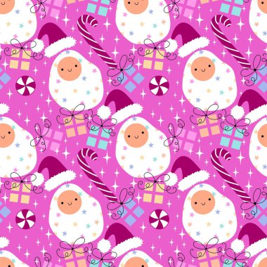 Noel tatlı yiyecekleri çırpılmamış yumurta desenleri kağıt, kumaş, çarşaf, çocuk kıyafetleri ve yaz tekstil ürünleri için. Yüksek kaliteli illüstrasyon