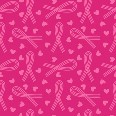 Göğüs kanseri ayı, ambalaj kağıdı, tıbbi aksesuar ve ilaç tekstili için kusursuz pembe kurdele günü deseni. Yüksek kaliteli illüstrasyon