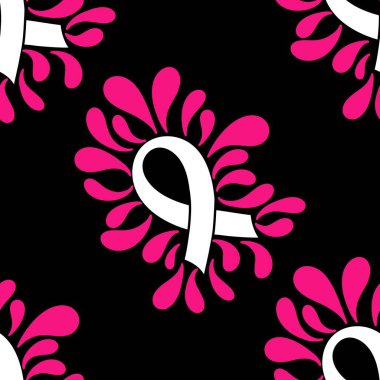 Göğüs kanseri ayı, ambalaj kağıdı, tıbbi aksesuar ve ilaç tekstili için kusursuz pembe kurdele günü deseni. Yüksek kaliteli illüstrasyon