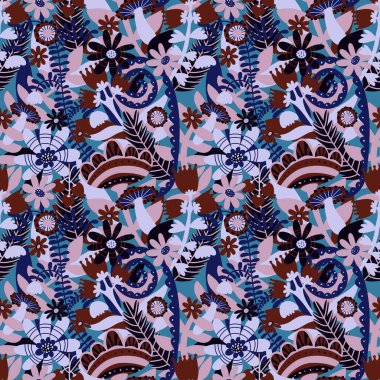 Çiçeksiz çiçek desenleri ambalaj kağıdı, kumaş ve çocuk giysileri baskısı ve bahar partisi tekstil ürünleri ve çarşaf ve yaz ambalajları için. Yüksek kaliteli illüstrasyon