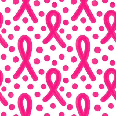 Göğüs kanseri ayı, ambalaj kağıdı, tıbbi aksesuar ve ilaç tekstili için kusursuz pembe kurdele günü deseni. Yüksek kaliteli illüstrasyon