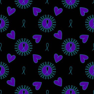 Göğüs kanseri ayı, ambalaj kağıdı, tıbbi aksesuar ve ilaç tekstili için kusursuz pembe kurdele günü deseni. Yüksek kaliteli illüstrasyon