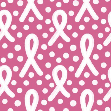 Göğüs kanseri ayı, ambalaj kağıdı, tıbbi aksesuar ve ilaç tekstili için kusursuz pembe kurdele günü deseni. Yüksek kaliteli illüstrasyon