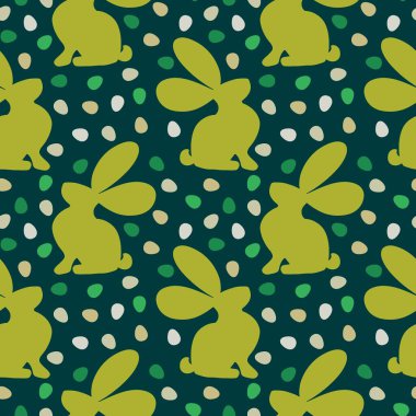 Paskalya yumurtaları dikişsiz tavşan kulakları kağıt, kumaş, çarşaf ve çocuk giysileri baskısı ve bahar için. Yüksek kaliteli illüstrasyon