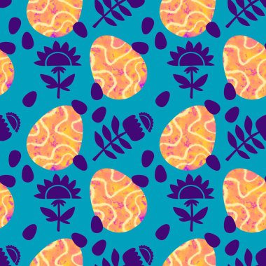 Duvar kağıtları, kumaşlar, tekstil ve ambalajlar, hediyeler ve kartlar için yumurtaları olan paskalya pürüzsüz deseni.