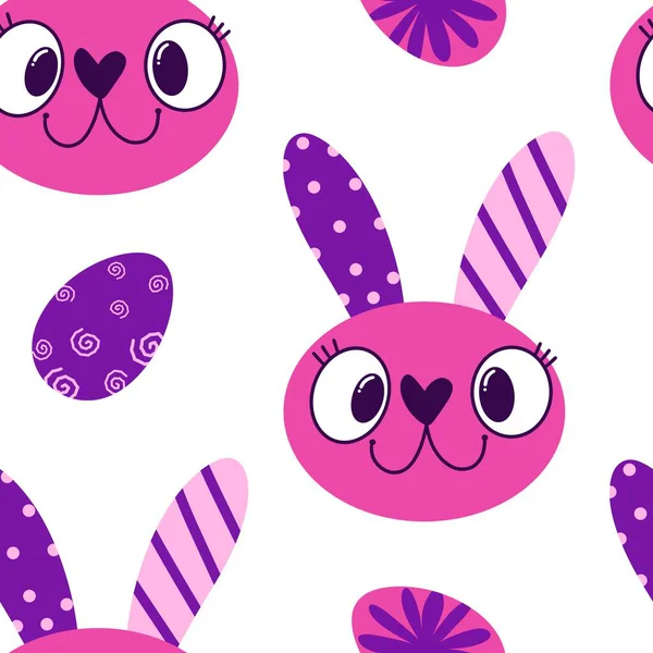 Paskalya yumurtaları dikişsiz tavşan kulakları kağıt, kumaş, çarşaf ve çocuk giysileri baskısı ve bahar için. Yüksek kaliteli illüstrasyon