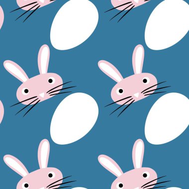 Paskalya yumurtaları dikişsiz tavşan kulakları kağıt, kumaş, çarşaf ve çocuk giysileri baskısı ve bahar için. Yüksek kaliteli illüstrasyon