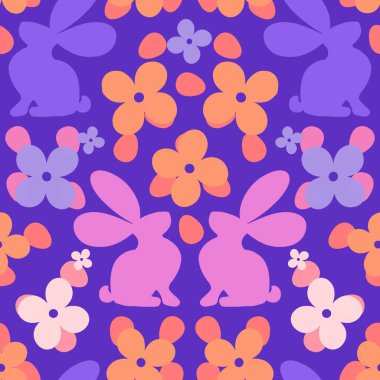 Paskalya yumurtaları dikişsiz tavşan kulakları kağıt, kumaş, çarşaf ve çocuk giysileri baskısı ve bahar için. Yüksek kaliteli illüstrasyon