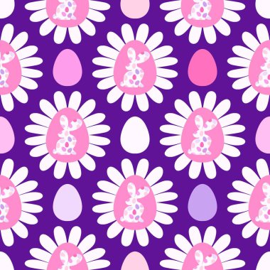 Paskalya yumurtaları dikişsiz tavşan kulakları kağıt, kumaş, çarşaf ve çocuk giysileri baskısı ve bahar için. Yüksek kaliteli illüstrasyon