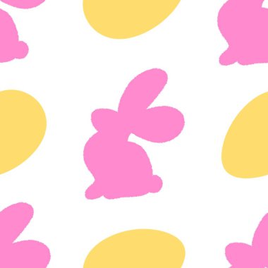 Paskalya yumurtaları dikişsiz tavşan kulakları kağıt, kumaş, çarşaf ve çocuk giysileri baskısı ve bahar için. Yüksek kaliteli illüstrasyon