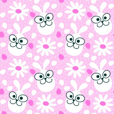 Paskalya yumurtaları dikişsiz tavşan kulakları kağıt, kumaş, çarşaf ve çocuk giysileri baskısı ve bahar için. Yüksek kaliteli illüstrasyon