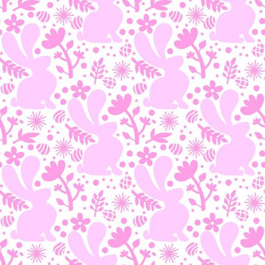 Paskalya yumurtaları dikişsiz tavşan kulakları kağıt, kumaş, çarşaf ve çocuk giysileri baskısı ve bahar için. Yüksek kaliteli illüstrasyon