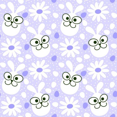 Paskalya yumurtaları dikişsiz tavşan kulakları kağıt, kumaş, çarşaf ve çocuk giysileri baskısı ve bahar için. Yüksek kaliteli illüstrasyon