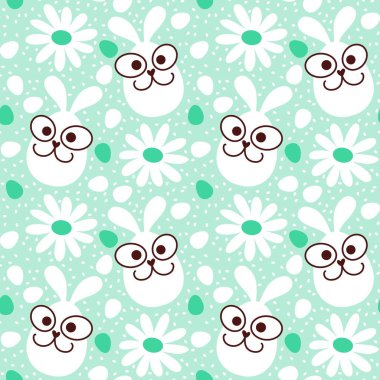 Paskalya yumurtaları dikişsiz tavşan kulakları kağıt, kumaş, çarşaf ve çocuk giysileri baskısı ve bahar için. Yüksek kaliteli illüstrasyon