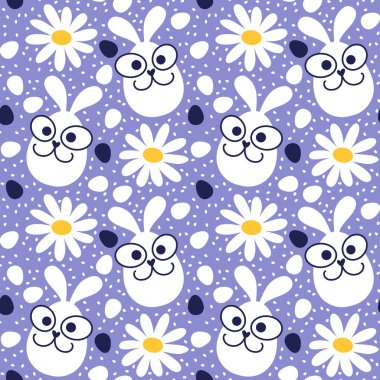 Paskalya yumurtaları dikişsiz tavşan kulakları kağıt, kumaş, çarşaf ve çocuk giysileri baskısı ve bahar için. Yüksek kaliteli illüstrasyon