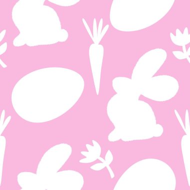 Paskalya yumurtaları dikişsiz tavşan kulakları kağıt, kumaş, çarşaf ve çocuk giysileri baskısı ve bahar için. Yüksek kaliteli illüstrasyon