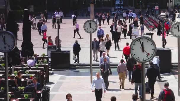 London Wielka Brytania Około 2019 Ludzie Zajęci Biznesem Canary Wharf — Wideo stockowe