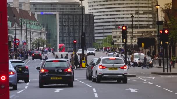 London Приблизно 2019 Vehicle Foot Traffic Clock Tower Відомий Big — стокове відео