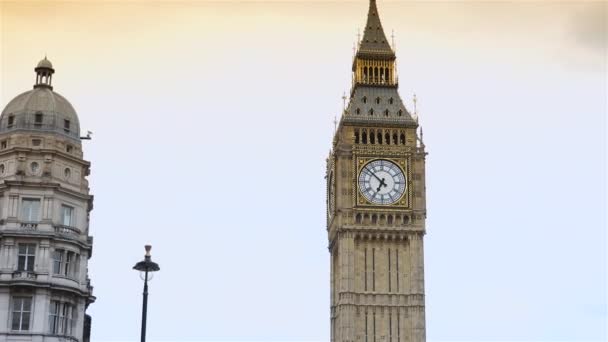 London Приблизно 2019 Vehicle Foot Traffic Clock Tower Відомий Big — стокове відео
