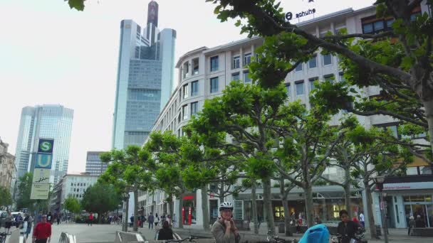 Frankfurt Alemania Circa 2019 Edificios Bancarios Gran Altura Frankfurt Main — Vídeo de stock