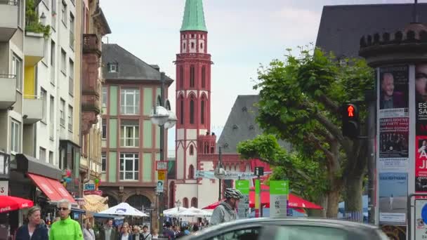 Frankfurt Alemania Circa 2019 Paseo Los Turistas Visite Plaza Pauls — Vídeo de stock