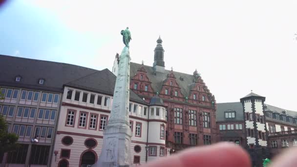 Frankfurt Germany Takriben 2019 Frankfurt Einheitsdenkmal Anıtlarındaki Romer Kuzey Kanadı — Stok video