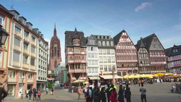 Frankfurt Germany 2019 Frankfurt Old City People Tourists Walk Visit — 비디오
