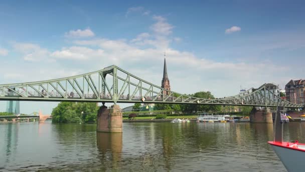 Frankfurt Allemagne Circa 2019 Iron Footbridge Eiserner Steg Francfort Allemagne — Video