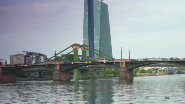 Frankfurt Duitsland Circa 2019 Het Nieuwe Hoofdkantoor Van Europese Centrale — Stockvideo