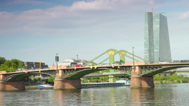 Frankfurt Germany Приблизно 2019 Нова Штаб Квартира Європейського Центрального Банку — стокове відео