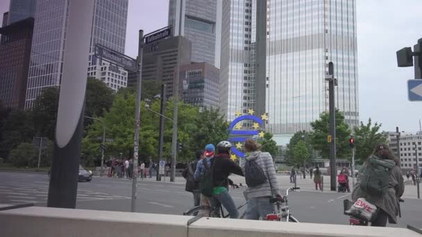 Frankfurt Germania Circa 2019 Piața Willy Brandt Zgârie Nori Simbolul — Videoclip de stoc
