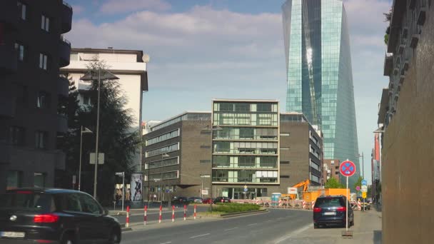 Frankfurt Alemania Circa 2019 Nueva Sede Del Banco Central Europeo — Vídeo de stock