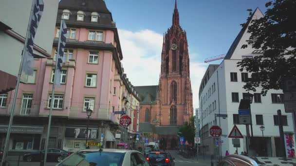 Frankfurt Niemcy 2019 Widok Miasto Cesarskiej Katedry Bartłomieja Frankfurt Nad — Wideo stockowe