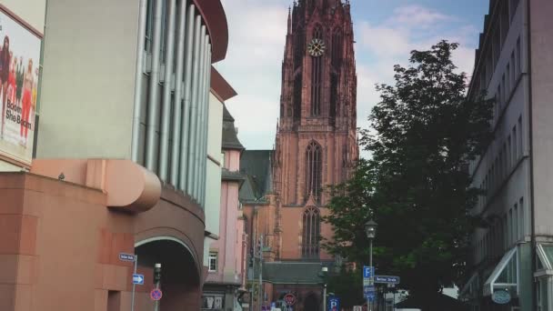 Frankfurt Niemcy 2019 Widok Miasto Cesarskiej Katedry Bartłomieja Frankfurt Nad — Wideo stockowe