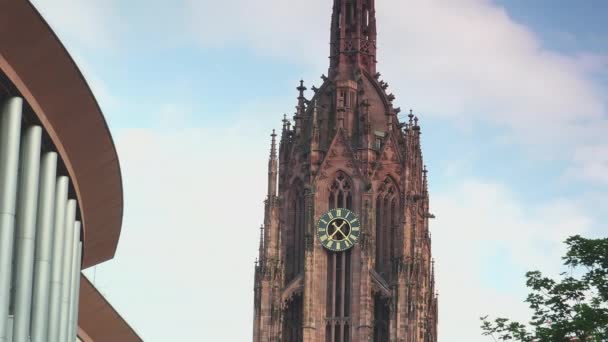 Frankfurt Niemcy 2019 Widok Miasto Cesarskiej Katedry Bartłomieja Frankfurt Nad — Wideo stockowe