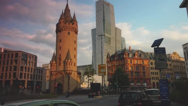 Frankfurt Germany Sekitar Tahun 2019 Frankfurt Old City Eschenheimer Turm — Stok Video