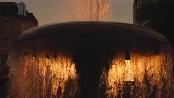 한겨레 2019 프랑크푸르트 사람들이 석양에 오페라 앞에서 영상이 표시되어 — 비디오
